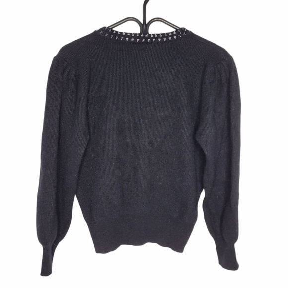 Vintage black knit cardigan with beading - Picture 6 of 13